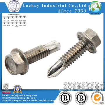 Tornillo Tek de cabeza hexagonal de acero inoxidable 304